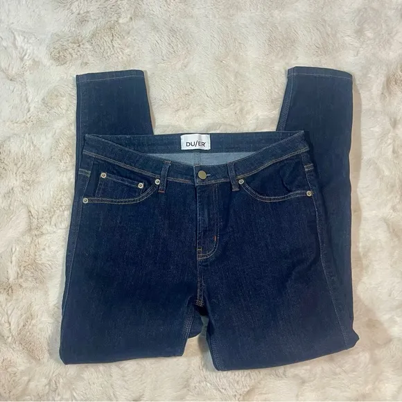 DUER Women’s Girlfriend Mid Rise Skinny Ankle Dark Denim Jeans Sz 31