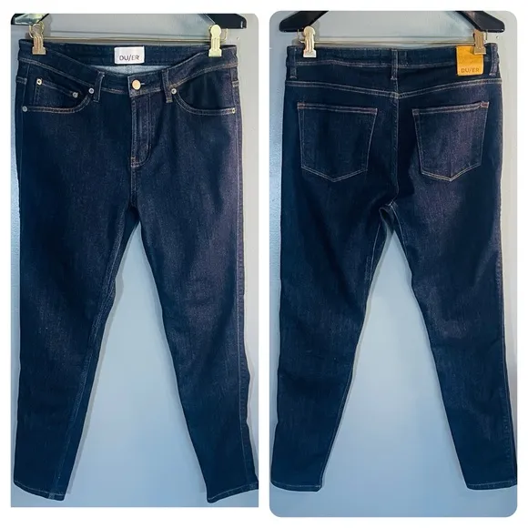 DUER Women’s Girlfriend Mid Rise Skinny Ankle Dark Denim Jeans Sz 31
