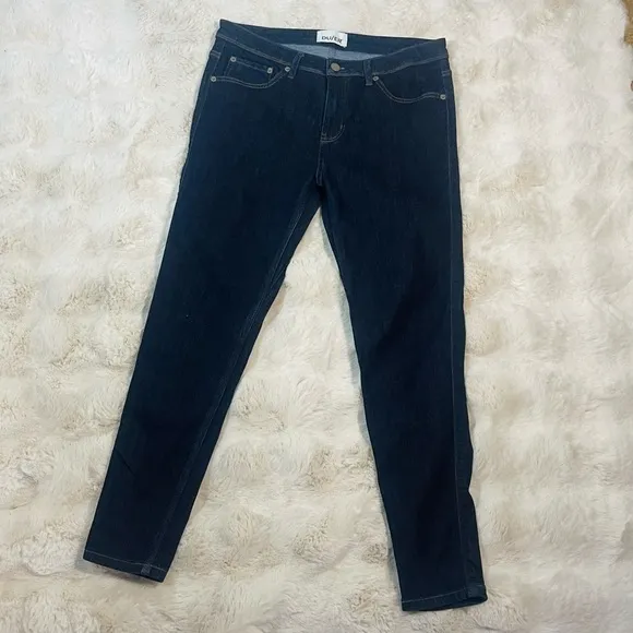 DUER Women’s Girlfriend Mid Rise Skinny Ankle Dark Denim Jeans Sz 31
