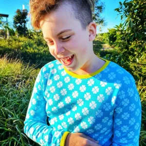 DUNS Sweden Kids Clover Long Sleeve Top - Blue