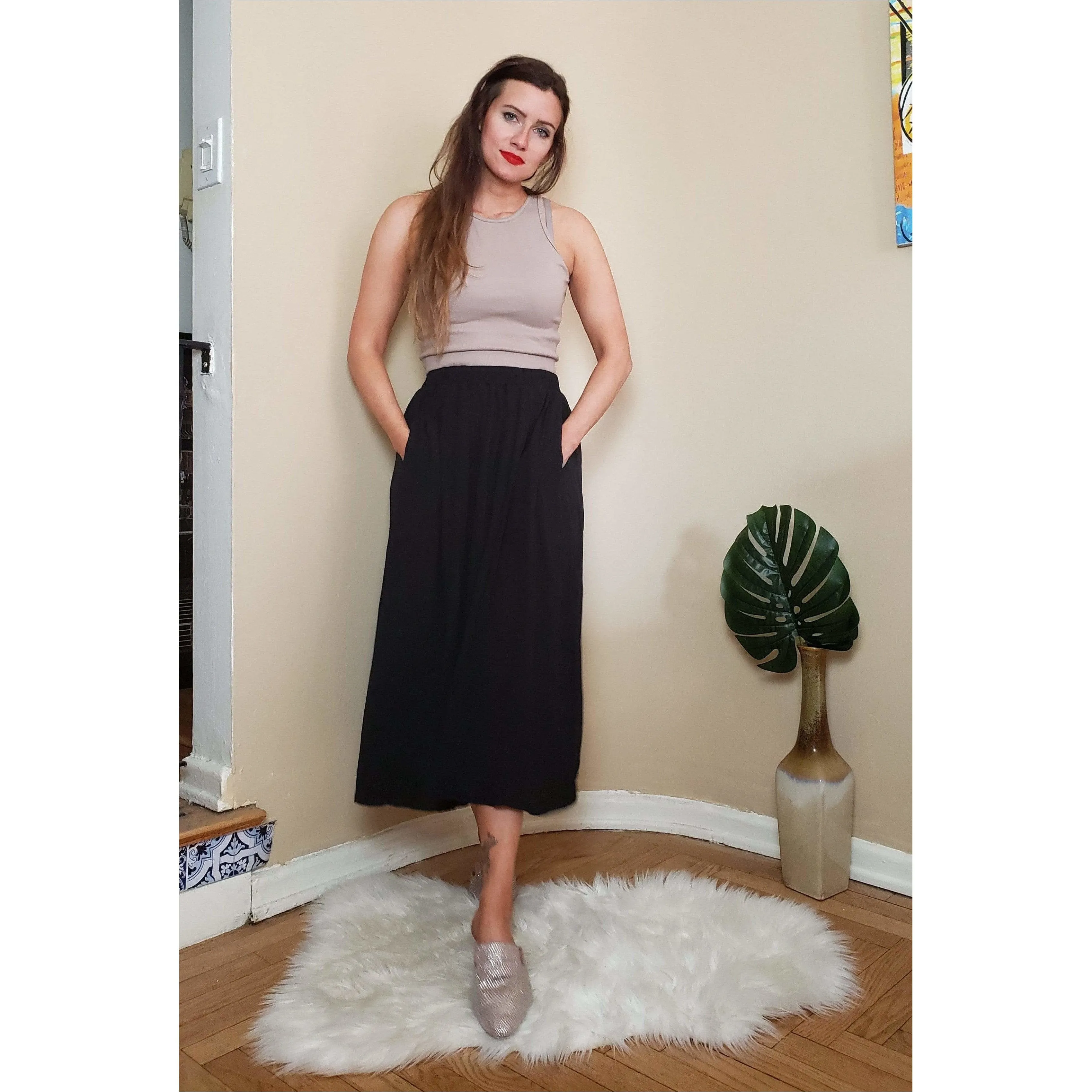 East Village Zero Waste Rib Crop Top - Beige