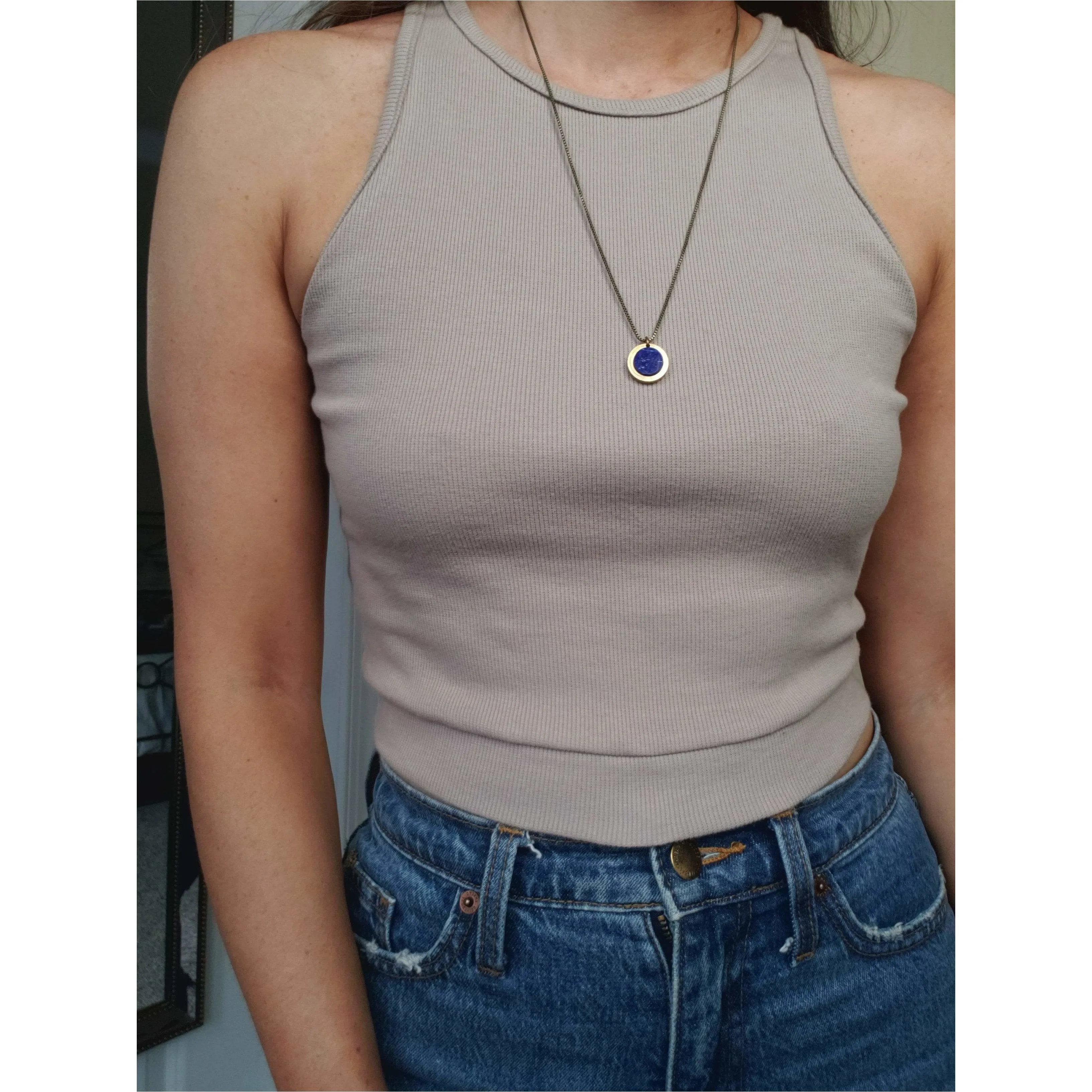East Village Zero Waste Rib Crop Top - Beige