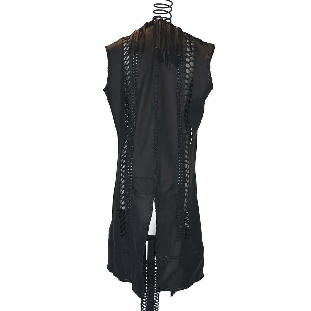 EMPRESS LEXA | BLACK | LEATHER LONG VEST