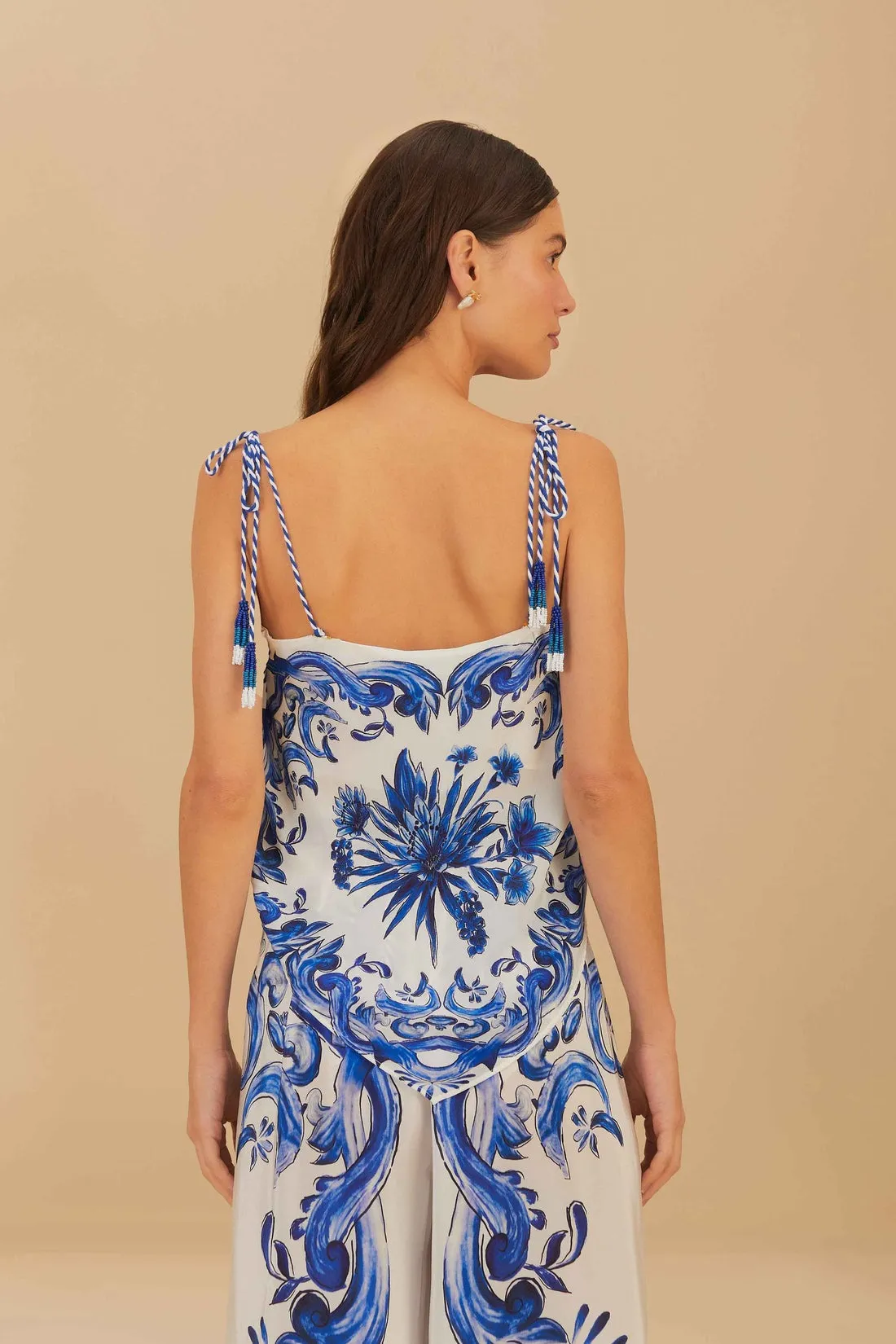 Farm Rio Off-White Garden Tiles Blouse