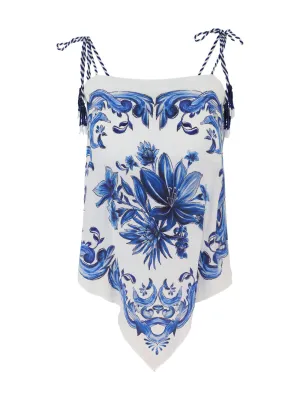 Farm Rio Off-White Garden Tiles Blouse