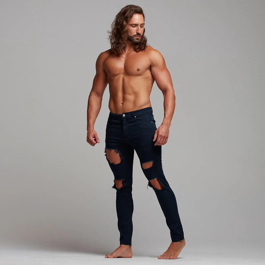 Father Sons Slim Ultra Stretch Navy Ripped Jeans - FSH285