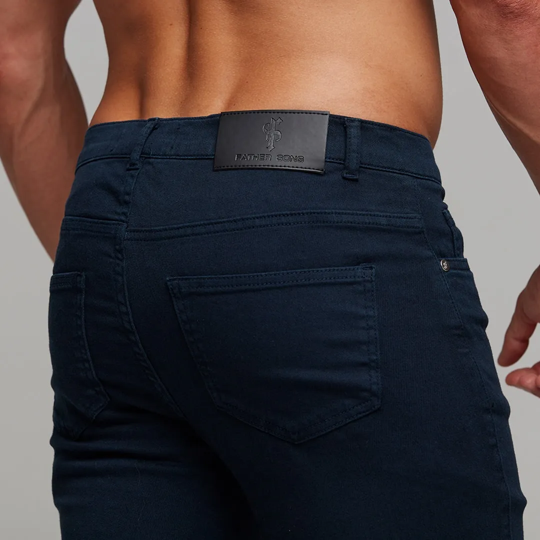 Father Sons Slim Ultra Stretch Navy Ripped Jeans - FSH285
