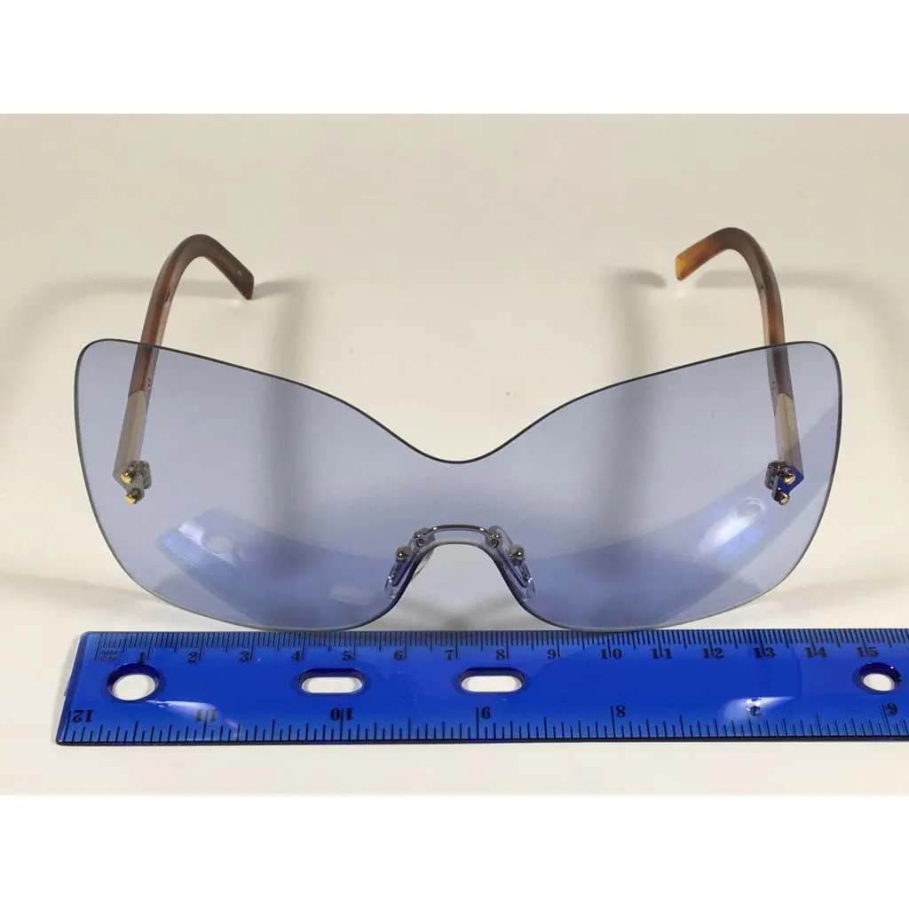 Fendi Runway Sunglasses Oversized Shield Butterfly Blue Lens Havana Frame FS5273 424