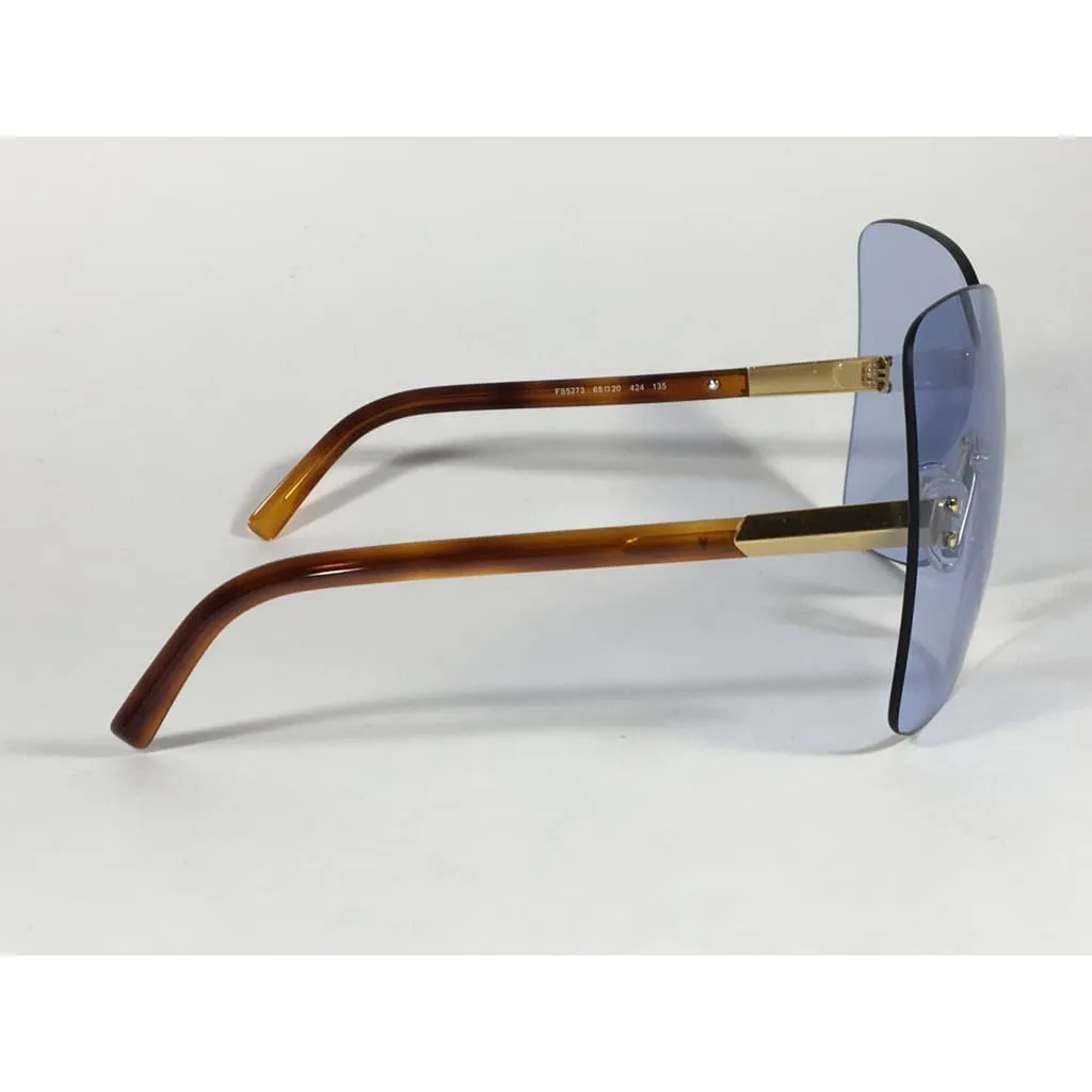 Fendi Runway Sunglasses Oversized Shield Butterfly Blue Lens Havana Frame FS5273 424