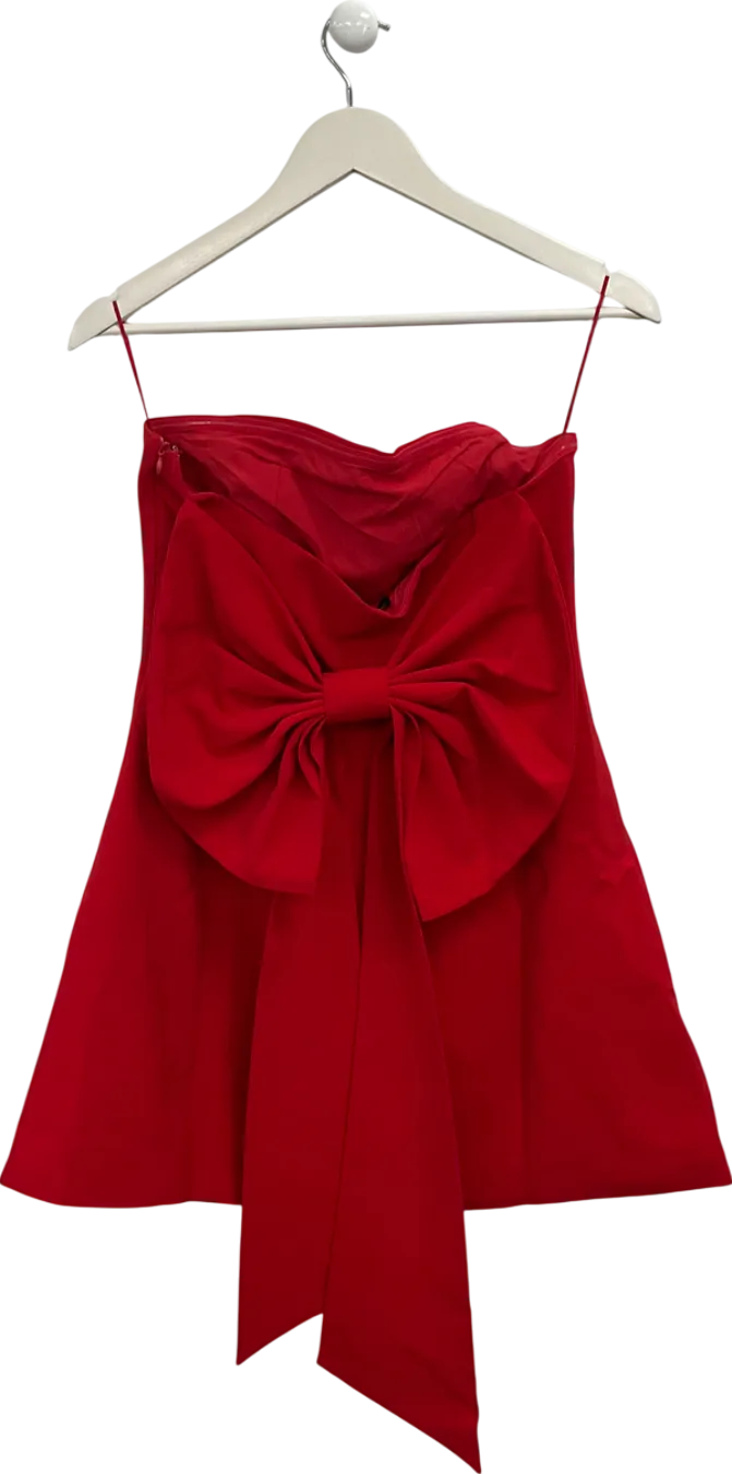 Finesse Red Mckay Bow Straless Mini Dress UK M