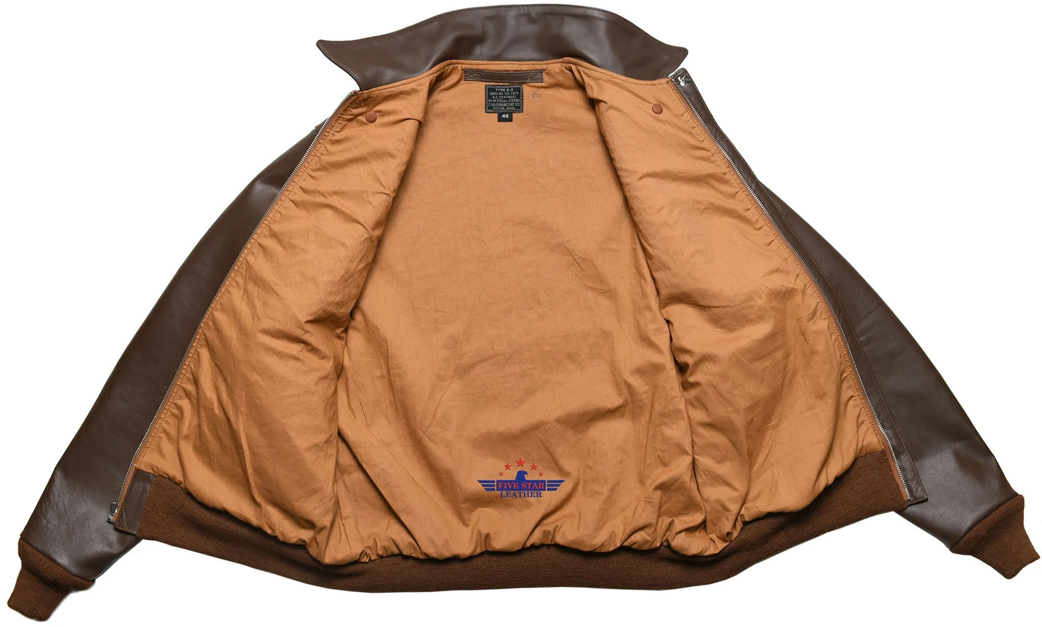 Fivestar Leather Type A2 Cable Rain Coat Co. Contract 23382 Horse Hide Mid Brown Jacket
