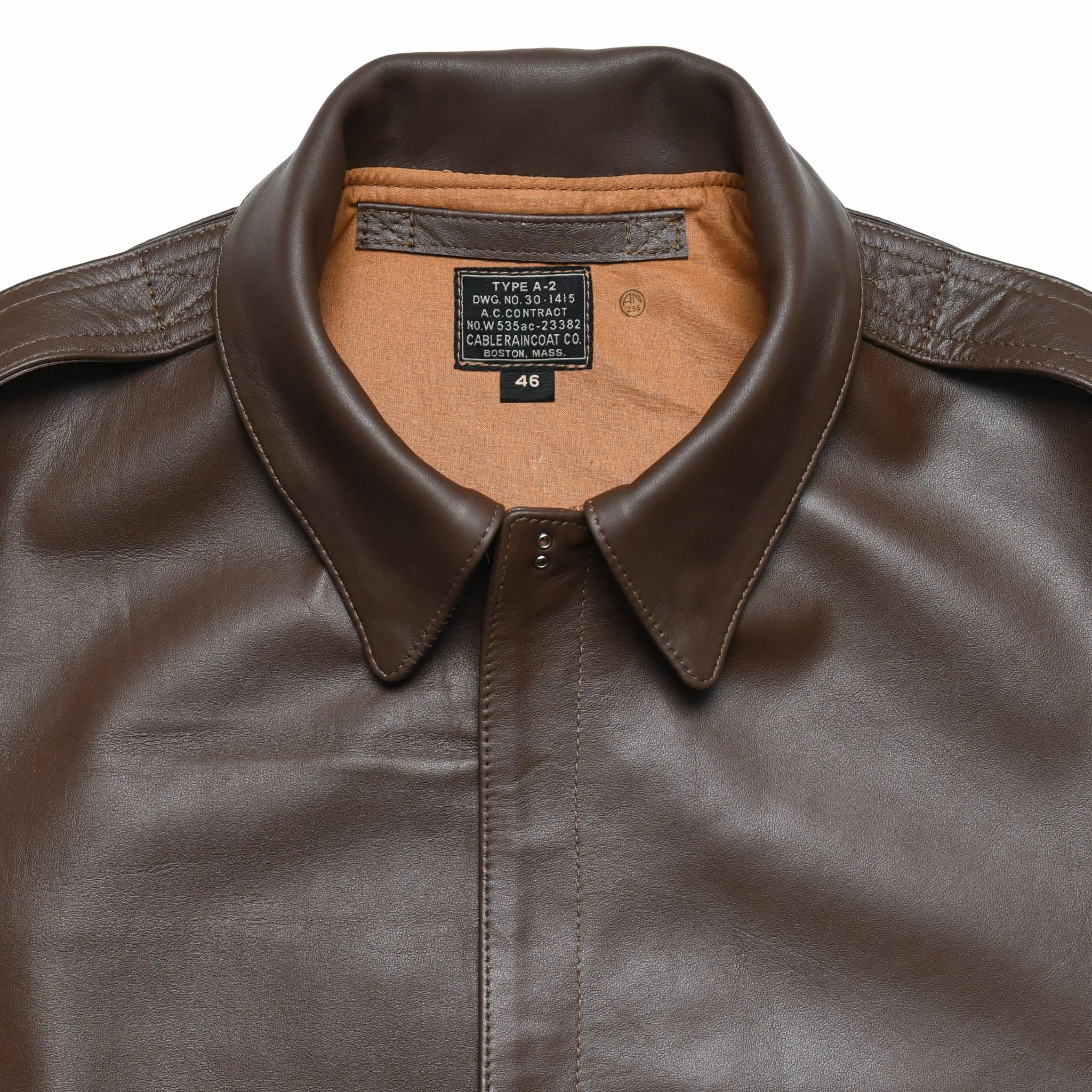 Fivestar Leather Type A2 Cable Rain Coat Co. Contract 23382 Horse Hide Mid Brown Jacket