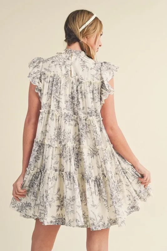 FLUTTER SLEEVE BABYDOLL MINI DRESS