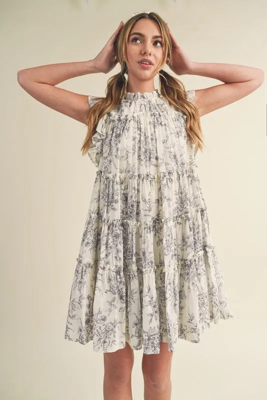 FLUTTER SLEEVE BABYDOLL MINI DRESS