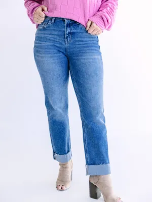 Flying Monkey High Rise Single Cuff Crop Straight