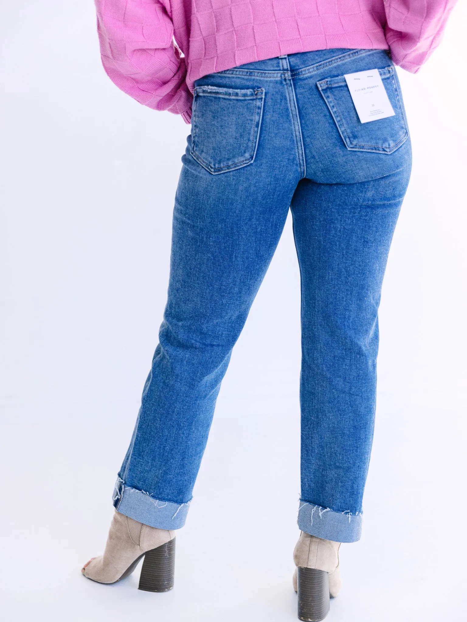 Flying Monkey High Rise Single Cuff Crop Straight
