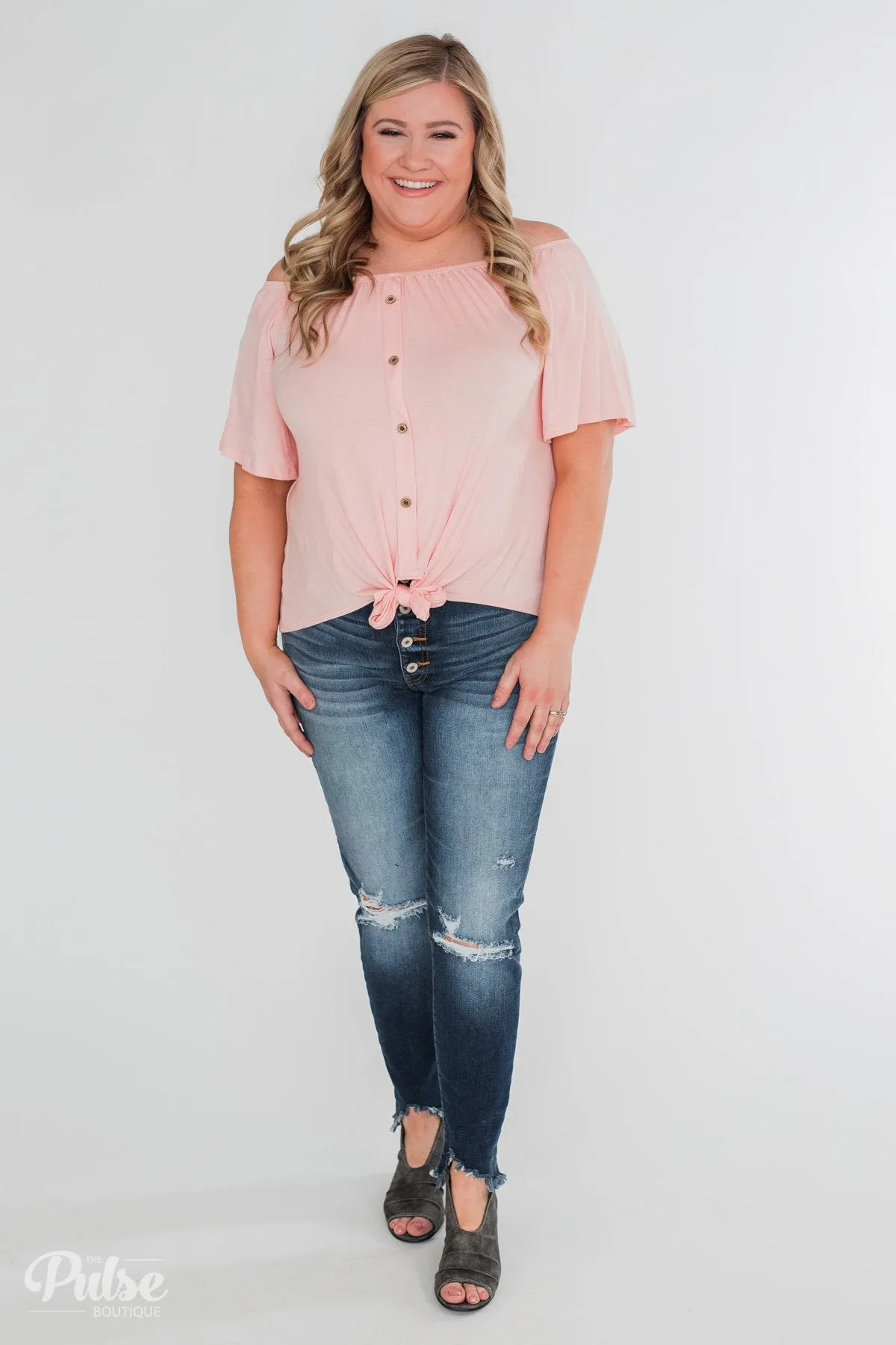 Follow Your Lead Off the Shoulder Top- Blush