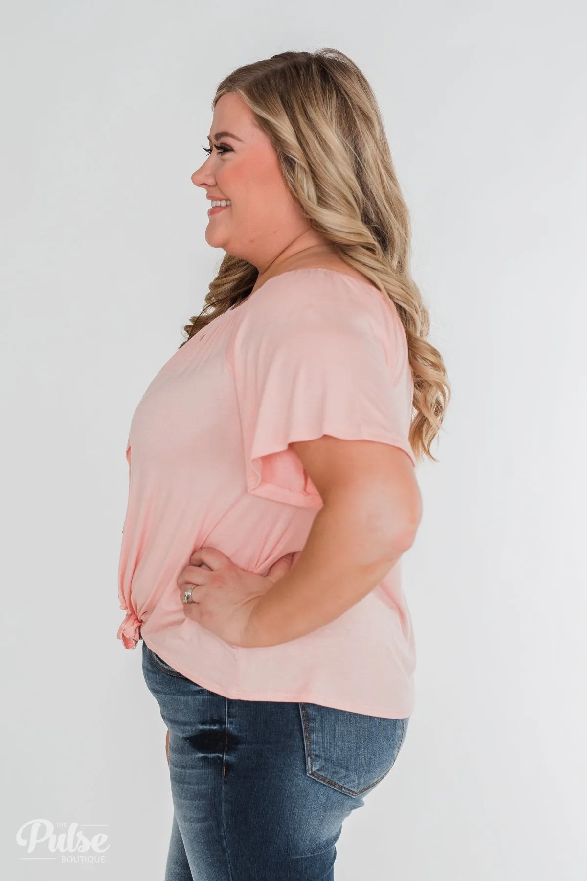 Follow Your Lead Off the Shoulder Top- Blush