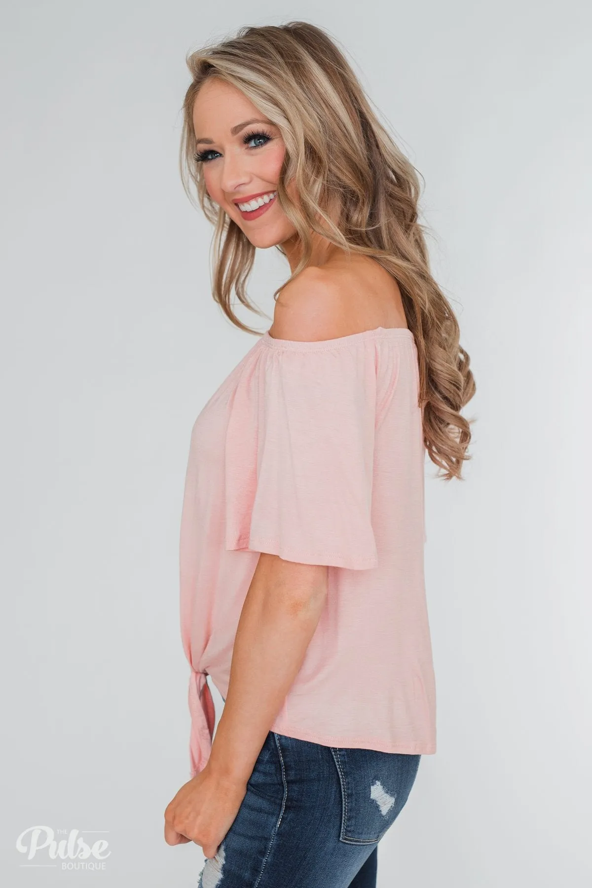 Follow Your Lead Off the Shoulder Top- Blush