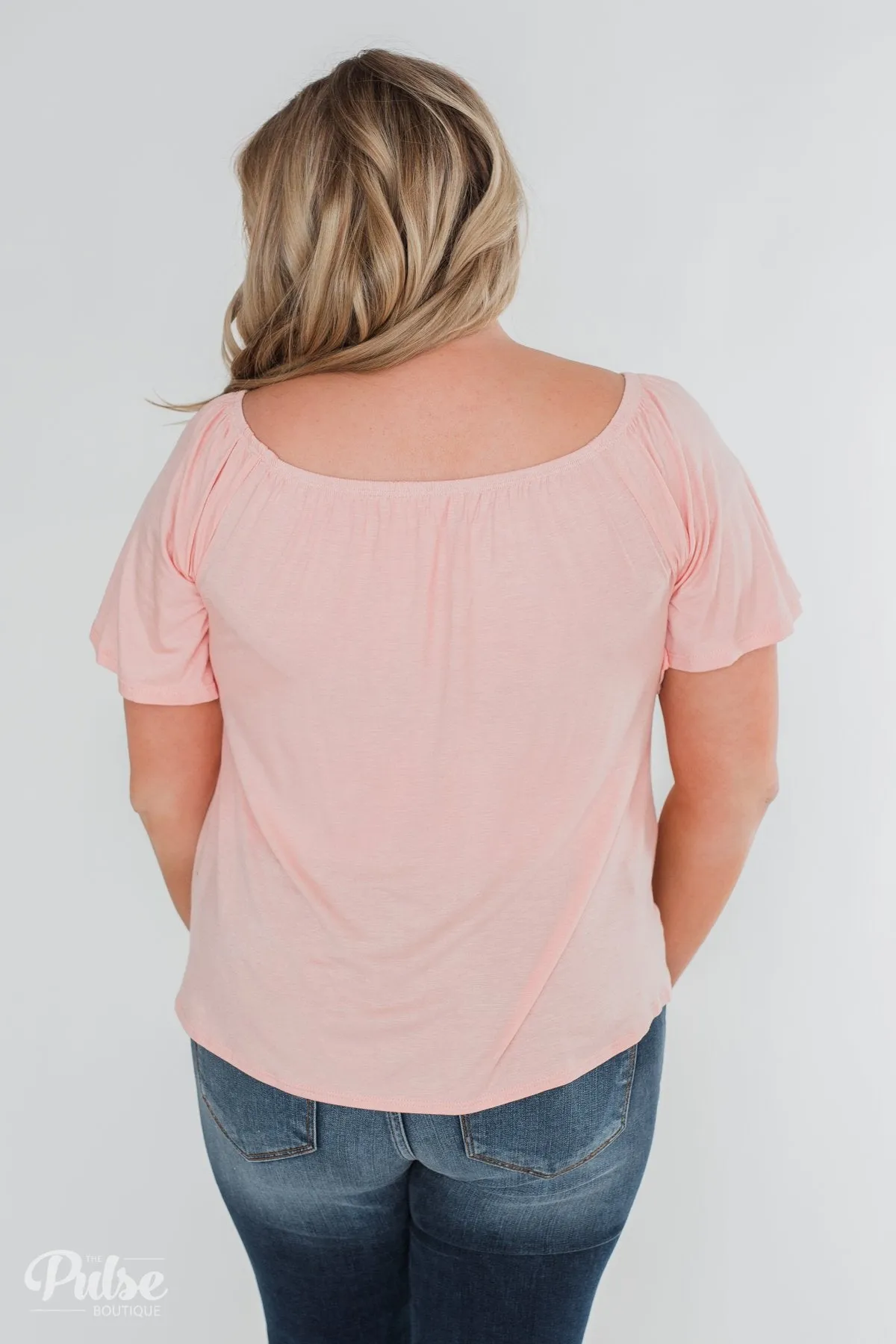Follow Your Lead Off the Shoulder Top- Blush