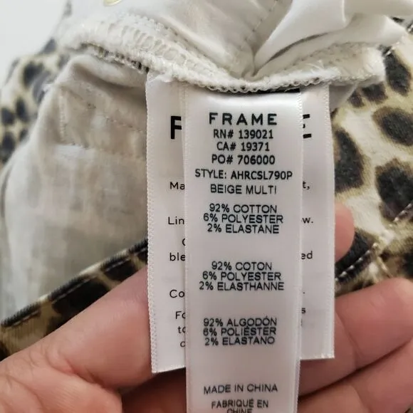 FRAME Denim  Animal Print Skinny Jeans High Rise sz 30