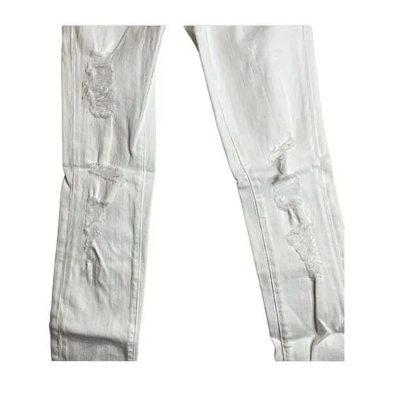 Frame Denim Le Skinny De Jeanne Ripped Jeans In Blanc Jefferson Size 27