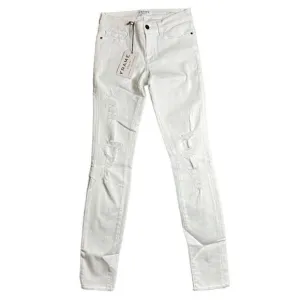 Frame Denim Le Skinny De Jeanne Ripped Jeans In Blanc Jefferson Size 27