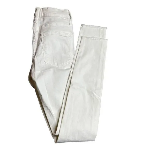 Frame Denim Le Skinny De Jeanne Ripped Jeans In Blanc Jefferson Size 27