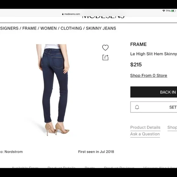 FRAME Le High Skinny Jeans Split Hem Wythe Wash