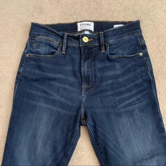 FRAME Le High Skinny Jeans Split Hem Wythe Wash