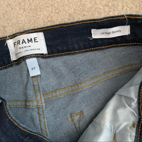 FRAME Le High Skinny Jeans Split Hem Wythe Wash