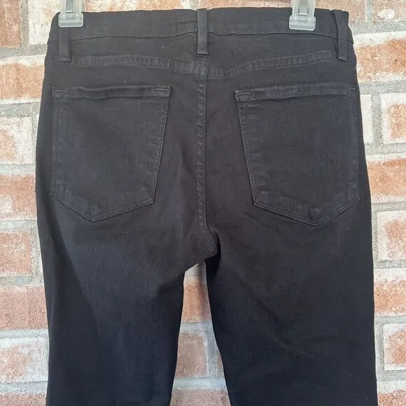 FRAME Le Skinny de Jeanne Raw Stagger Hem Jeans Black Size 27