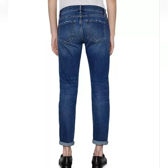 Frame Women Jeans Size 23 Le Garcon Destroyed Denim Mid Rise Skinny Straight New