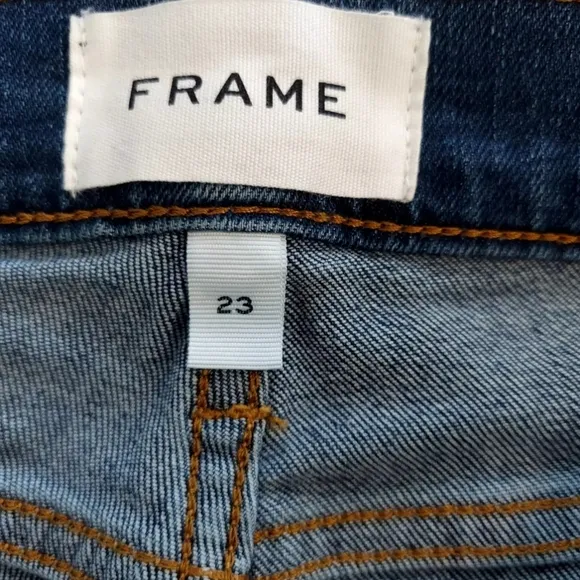 Frame Women Jeans Size 23 Le Garcon Destroyed Denim Mid Rise Skinny Straight New