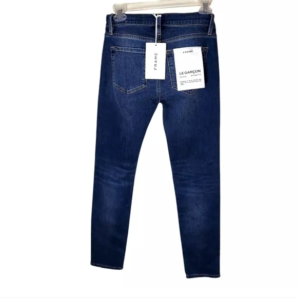 Frame Women Jeans Size 23 Le Garcon Destroyed Denim Mid Rise Skinny Straight New