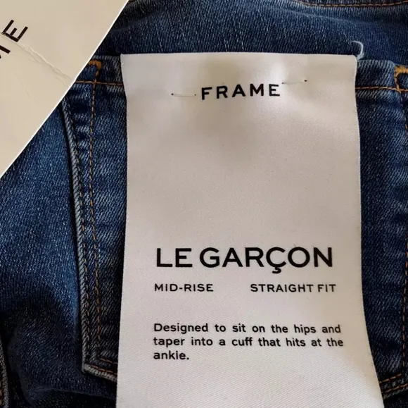 Frame Women Jeans Size 23 Le Garcon Destroyed Denim Mid Rise Skinny Straight New