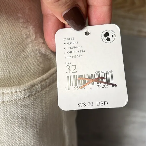 Free People We The Free Sabrina Super Skinny Halo White size 32