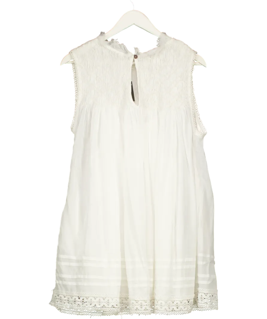Free People White Smock Mini Dress UK S