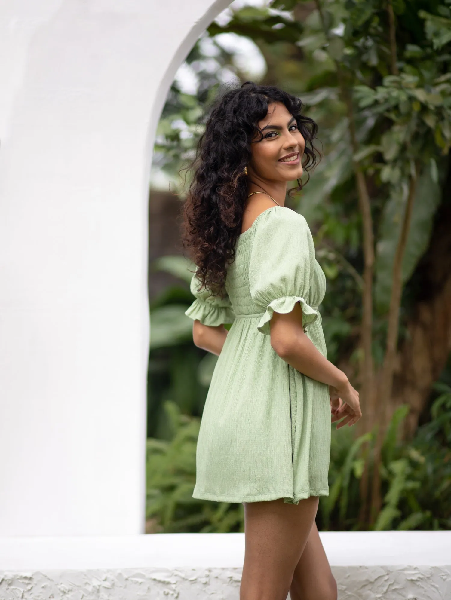 Front Tie Up Detailed Mini Dress