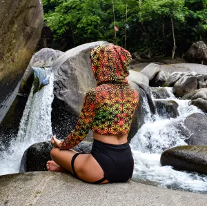 Fuego Flowers Crop Hoodie