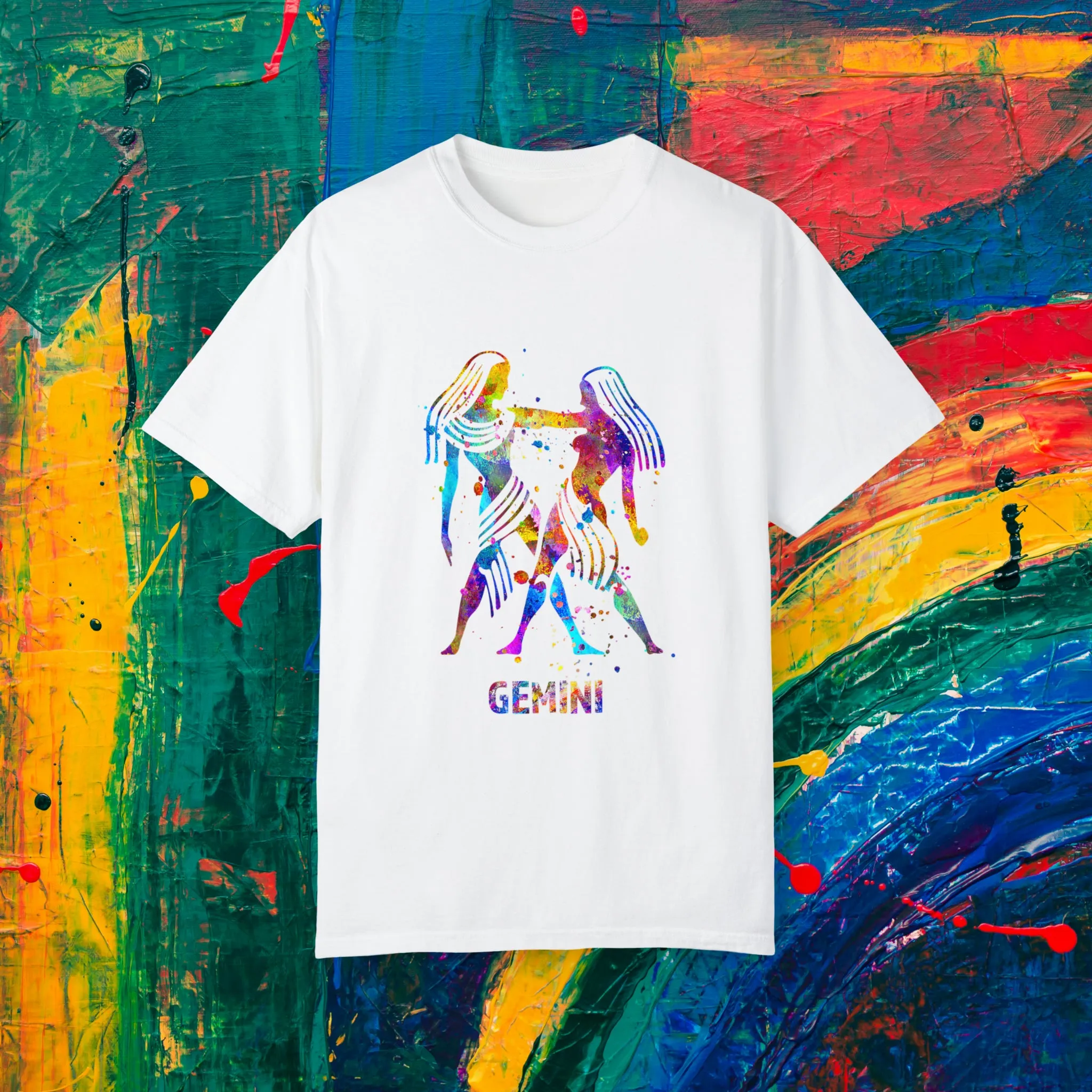 Gemini Watercolor Unisex Garment-Dyed T-shirt