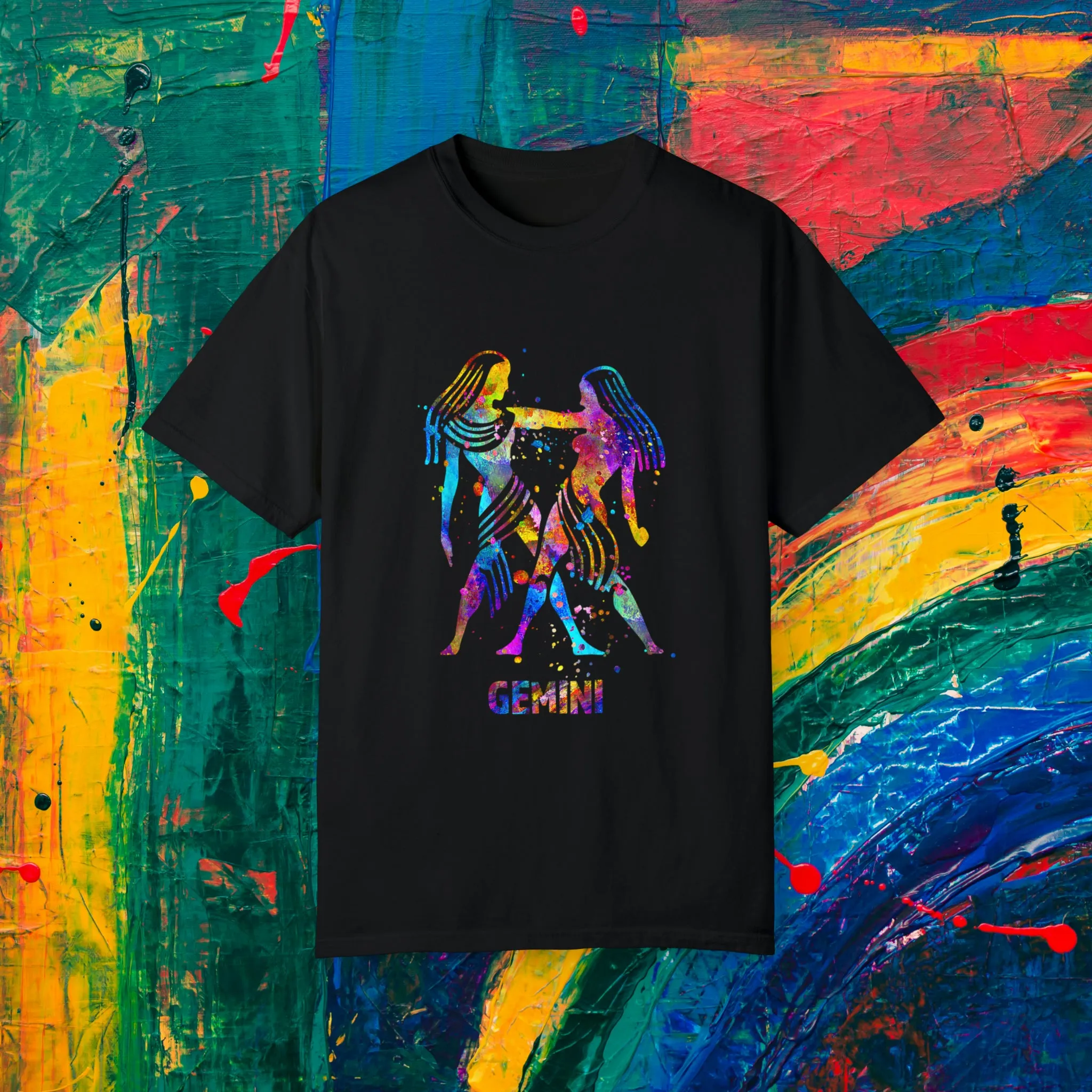 Gemini Watercolor Unisex Garment-Dyed T-shirt