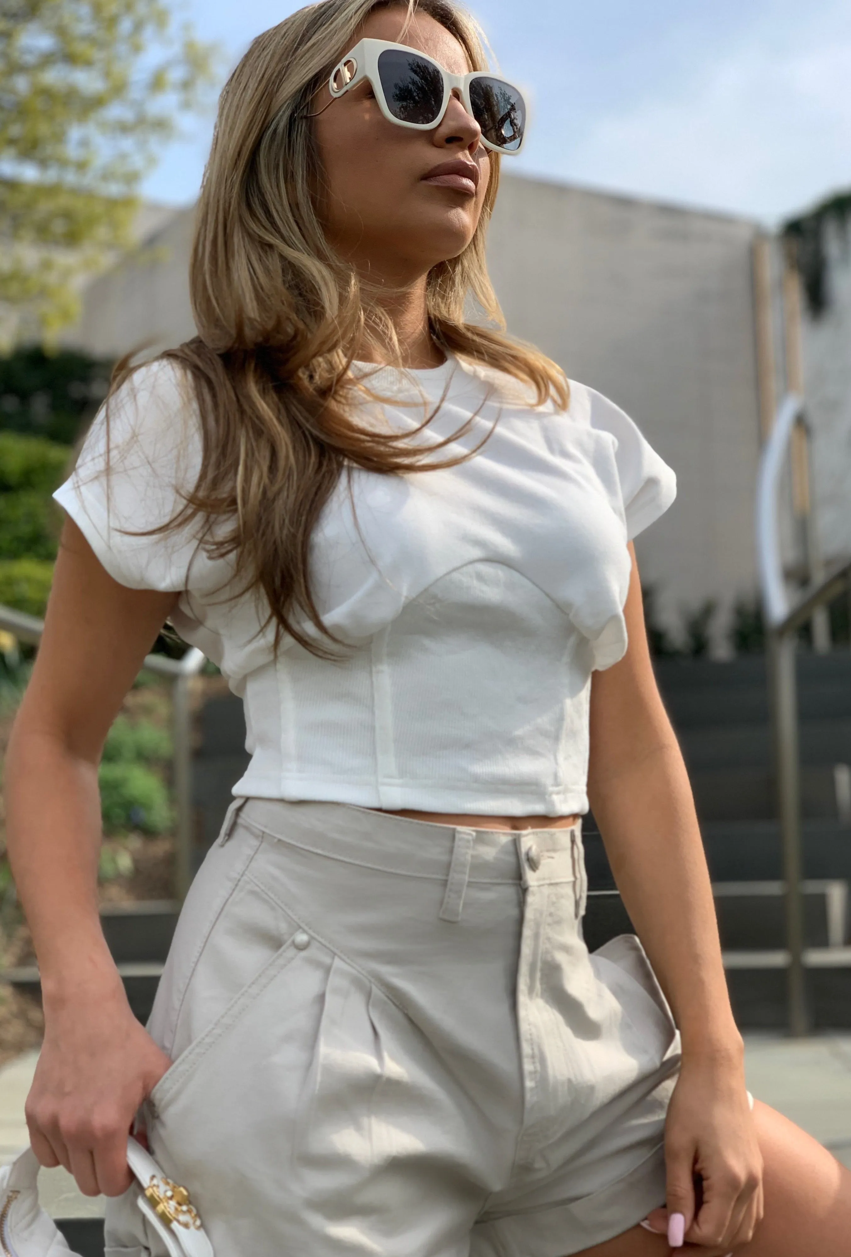 GIGI CORSET DETAIL CROP TOP (WHITE)