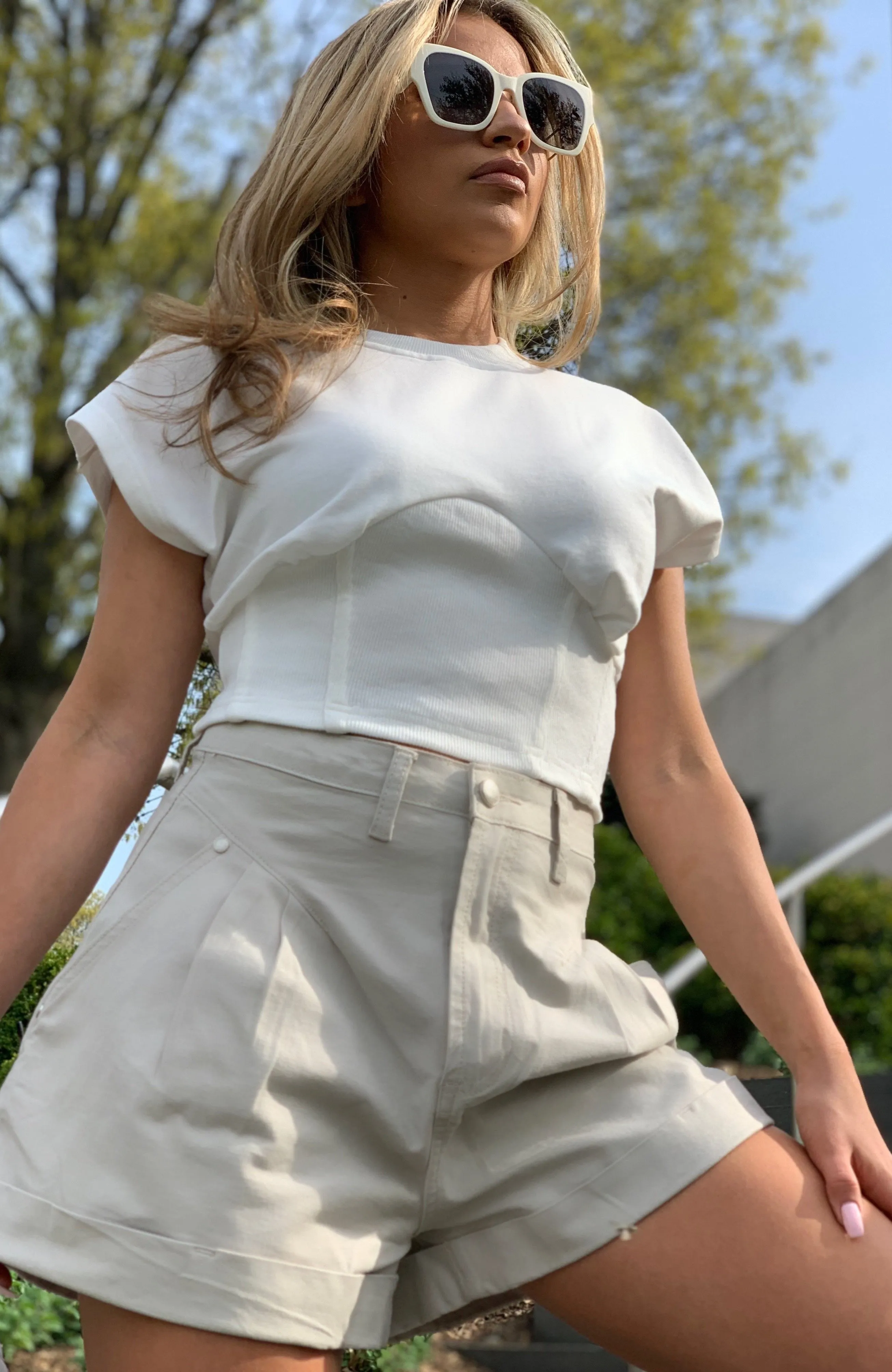 GIGI CORSET DETAIL CROP TOP (WHITE)