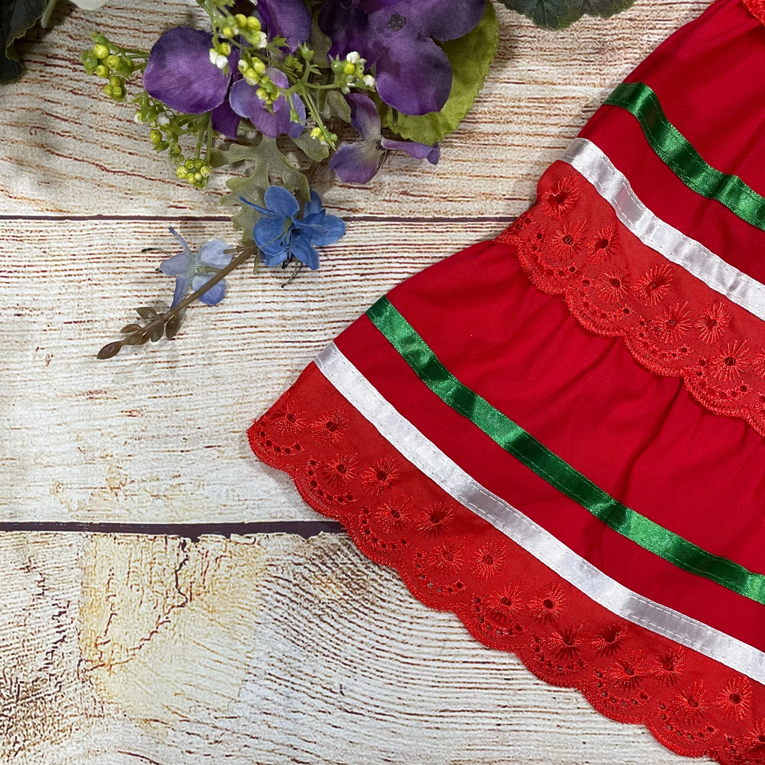 Girl's Red X Traditional Mexican Cinco De Mayo Fiesta Dress 2-14