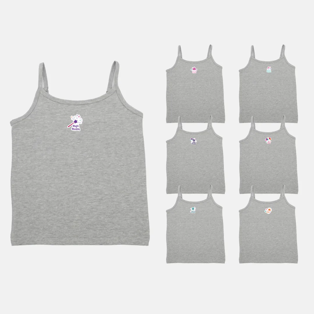Girl's Slips | Soft Elastic Shoulder To Adjust Length | 7 Pack