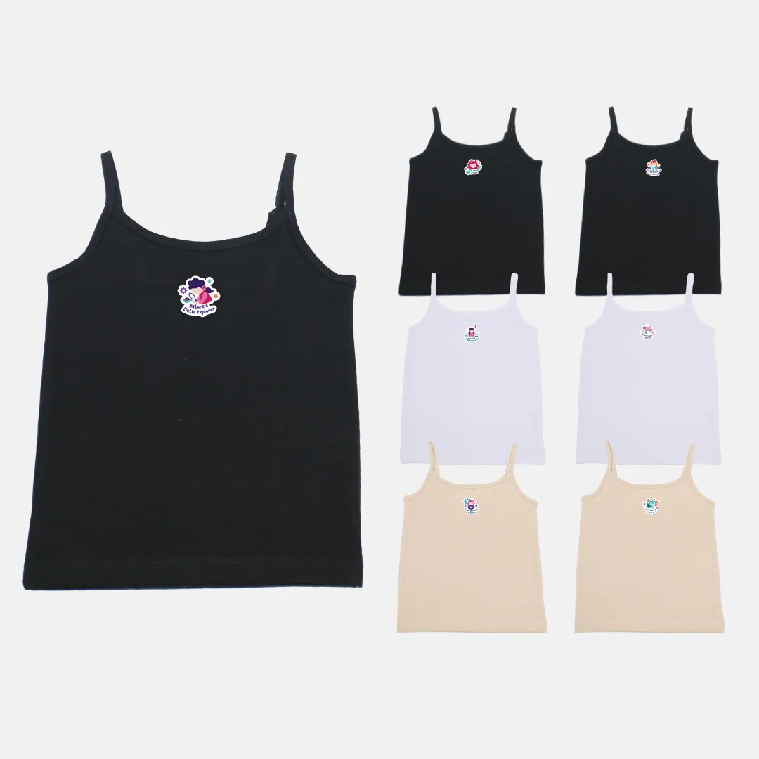 Girl's Slips | Soft Elastic Shoulder To Adjust Length | 7 Pack