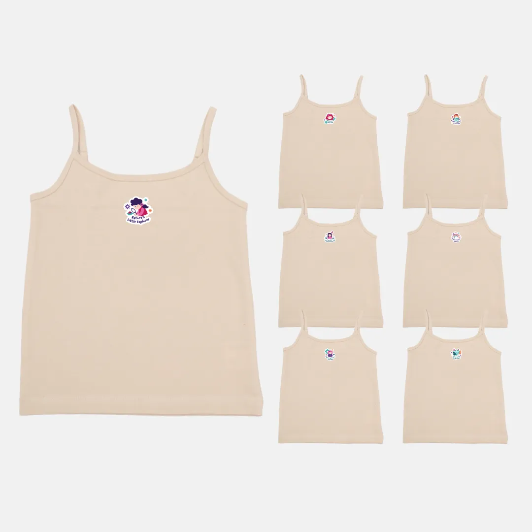 Girl's Slips | Soft Elastic Shoulder To Adjust Length | 7 Pack