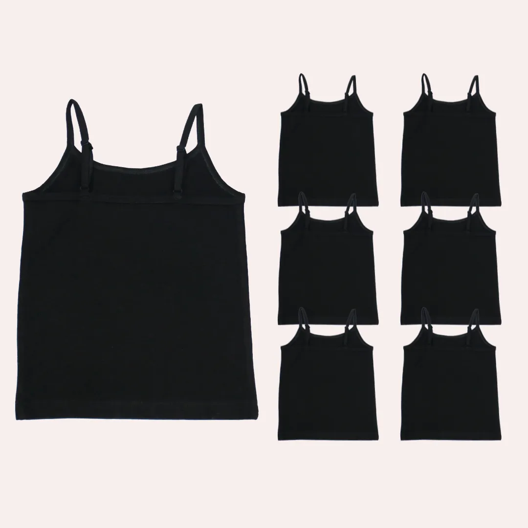 Girl's Slips | Soft Elastic Shoulder To Adjust Length | 7 Pack