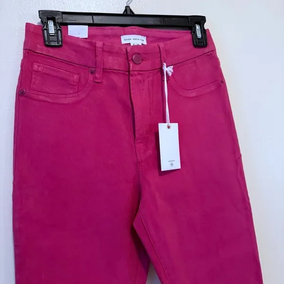 Good American Good Legs Coated Ankle Skinny Stretch Jeans Sz 6/28 NWT Hot Pink